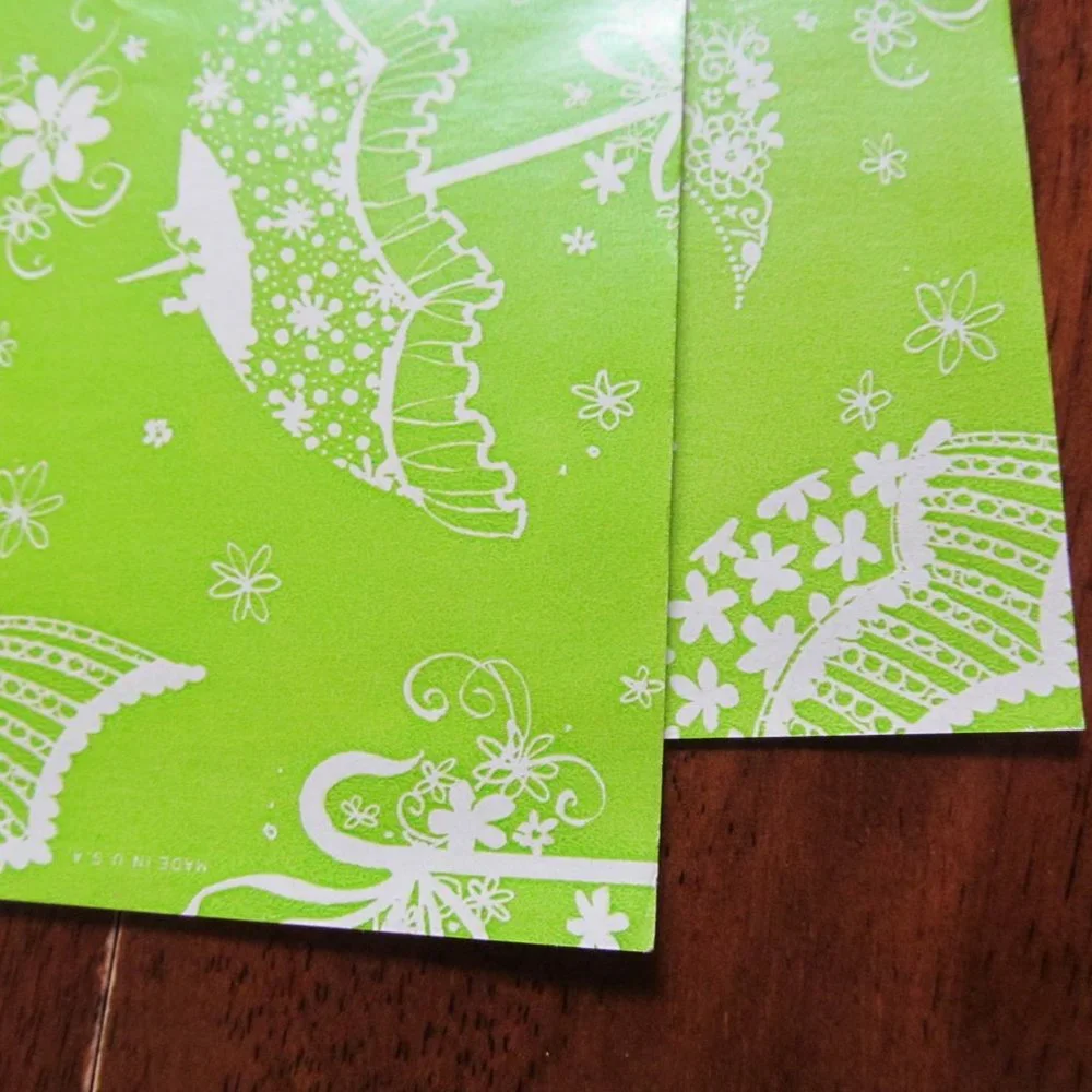 Vintage Hallmark Shower Gift Wrap Cute Umbrellas w Flowers & Bows 2 Sheets